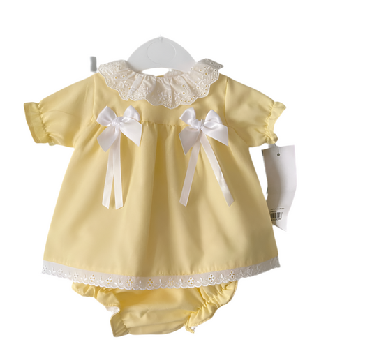 Lemon double bow dress with knickers