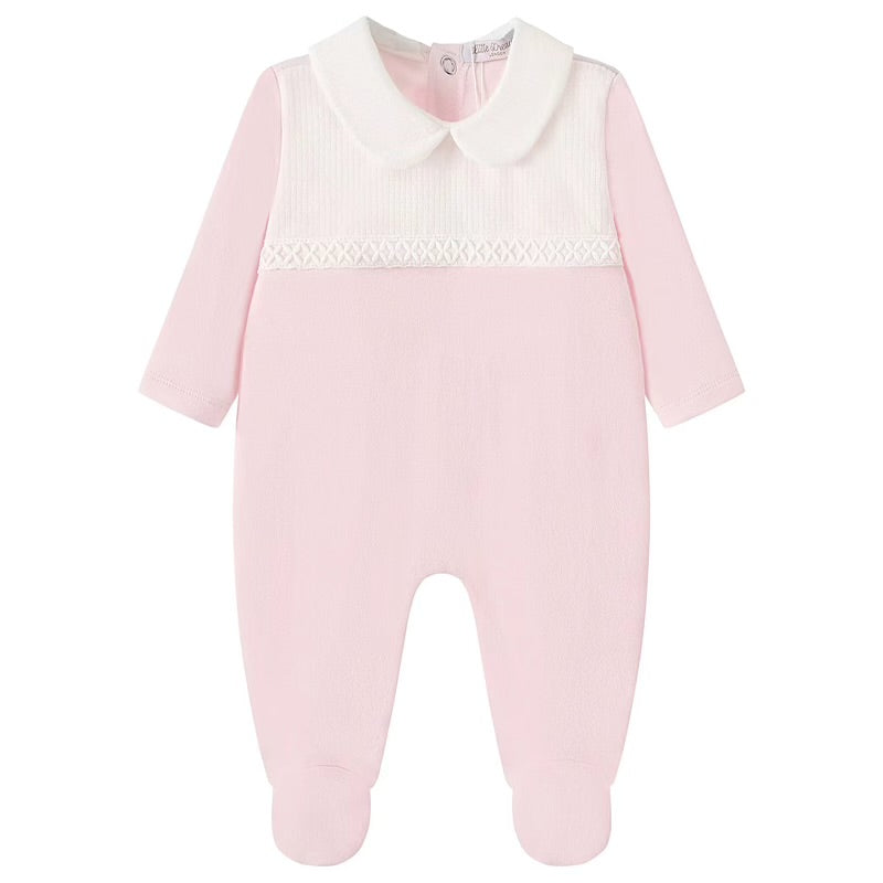 Baby girls Pink Cotton Classic Collar All in One