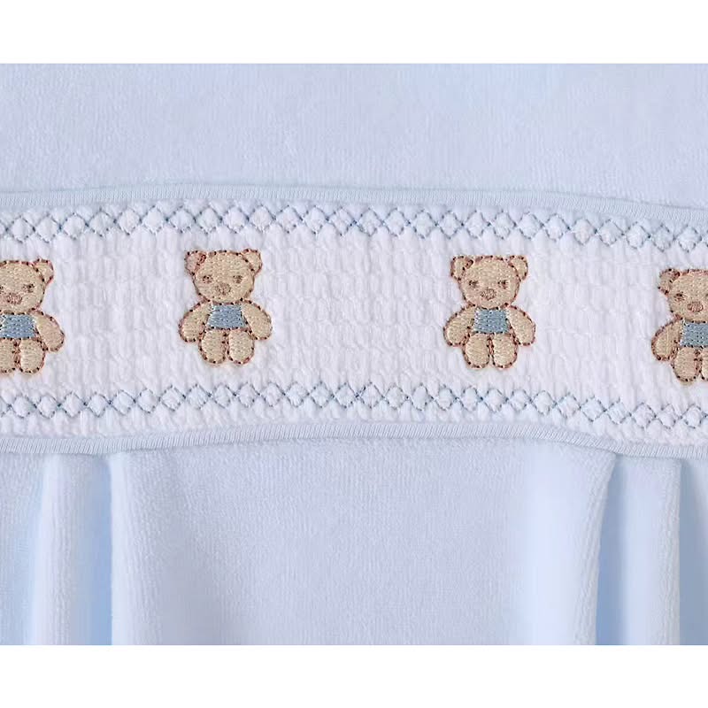 Baby boys Teddy Bear Velour Smocked All In One