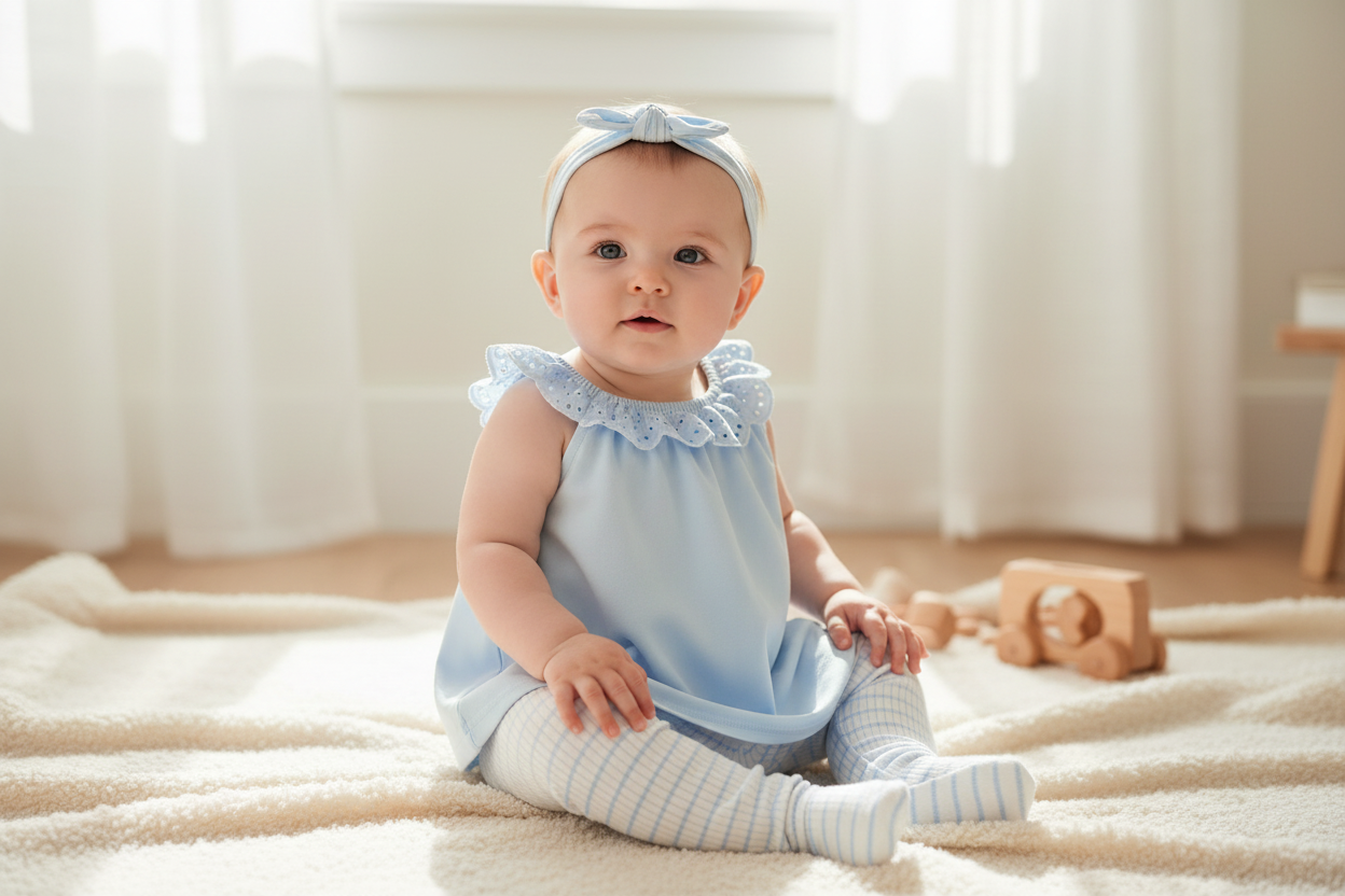 Baby girls Broderie Anglaise Ribbed Legging Set