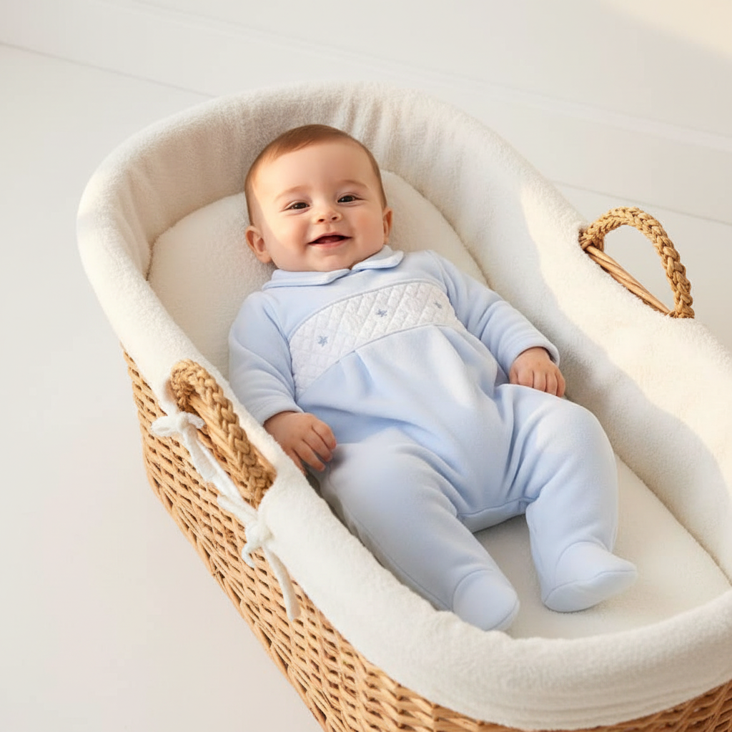 Baby boys Velour Star Smocked all in one