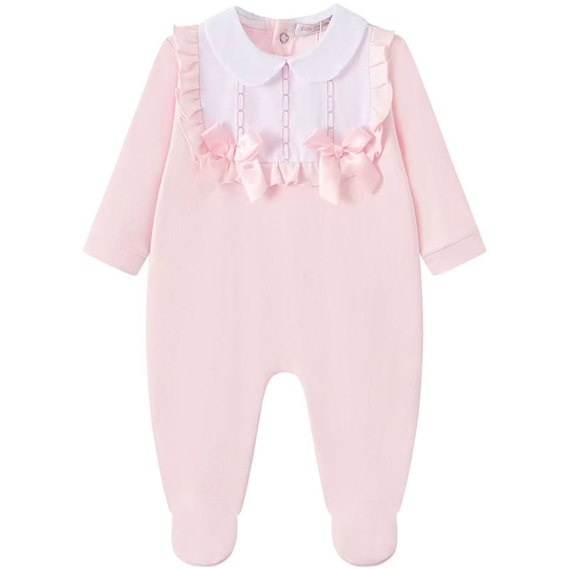 Baby girls Cotton Ruffle Collar Mock Bib all in one