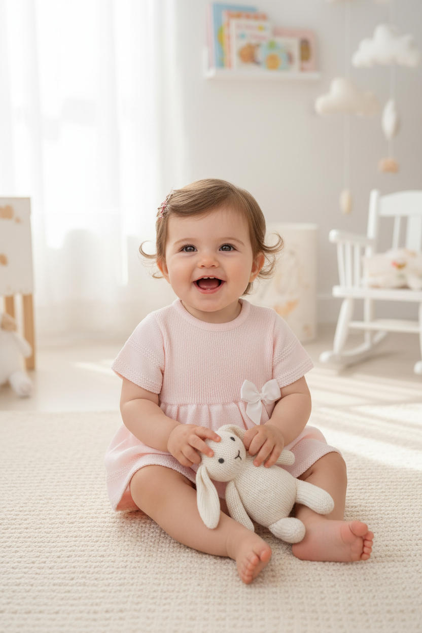 Baby girls knitted dress and pants