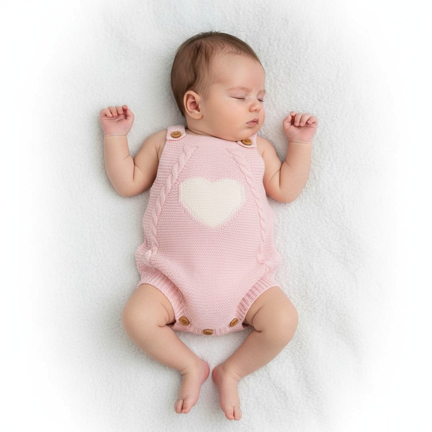 Pink “Heart" Knitted romper