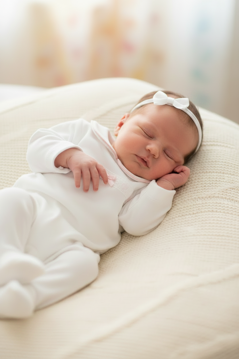 Baby girl’s slotted ribbon all in one