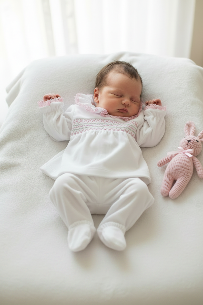 Baby girls velour smocked two piece set