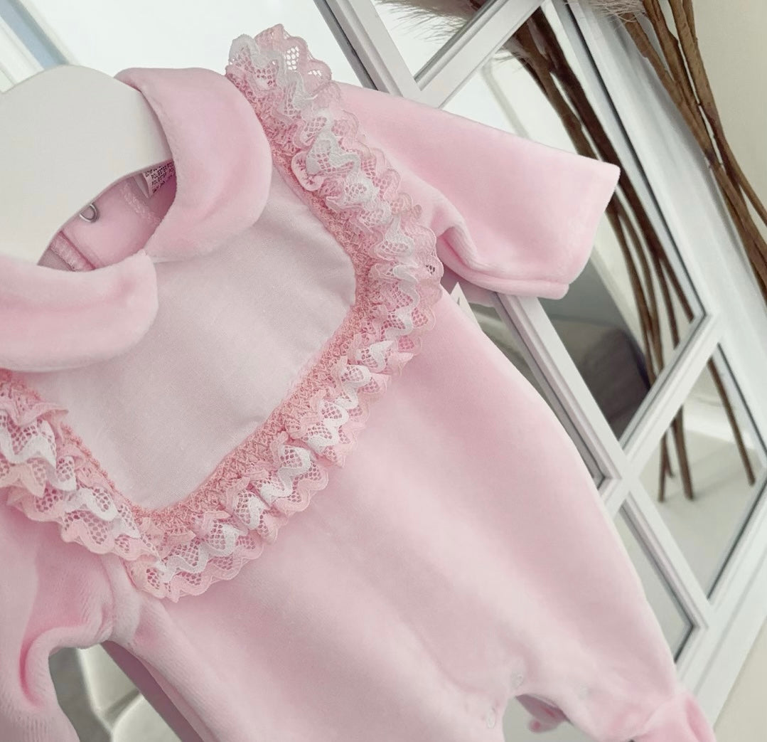 Baby girls frilled lace all in one