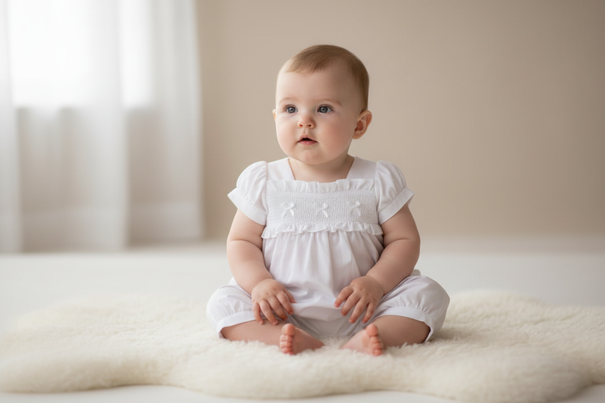 Baby girls smocked romper