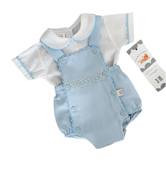 Baby boys sky waffle romper with shirt