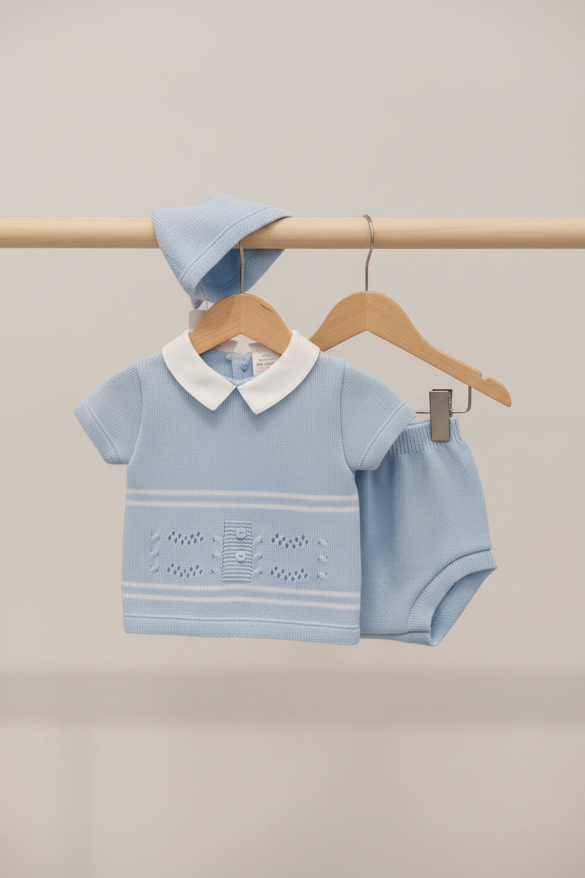Baby boys knitted three piece set