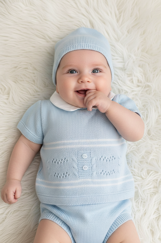 Baby boys knitted three piece set