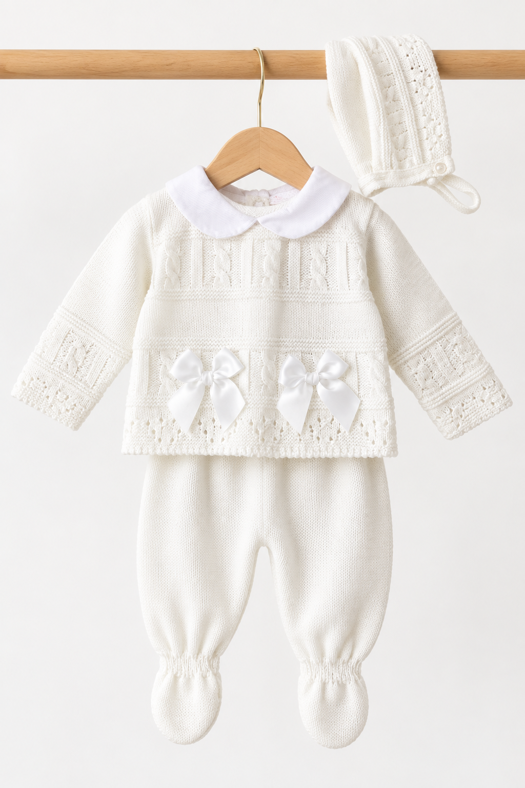 Baby girls Portuguese knitted set with bonnet - One size only newborn-3m