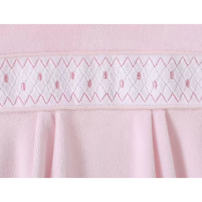 Baby girls Pink Velour Polka Dot Smocked All in One