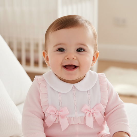 Baby girls Cotton Ruffle Collar Mock Bib all in one