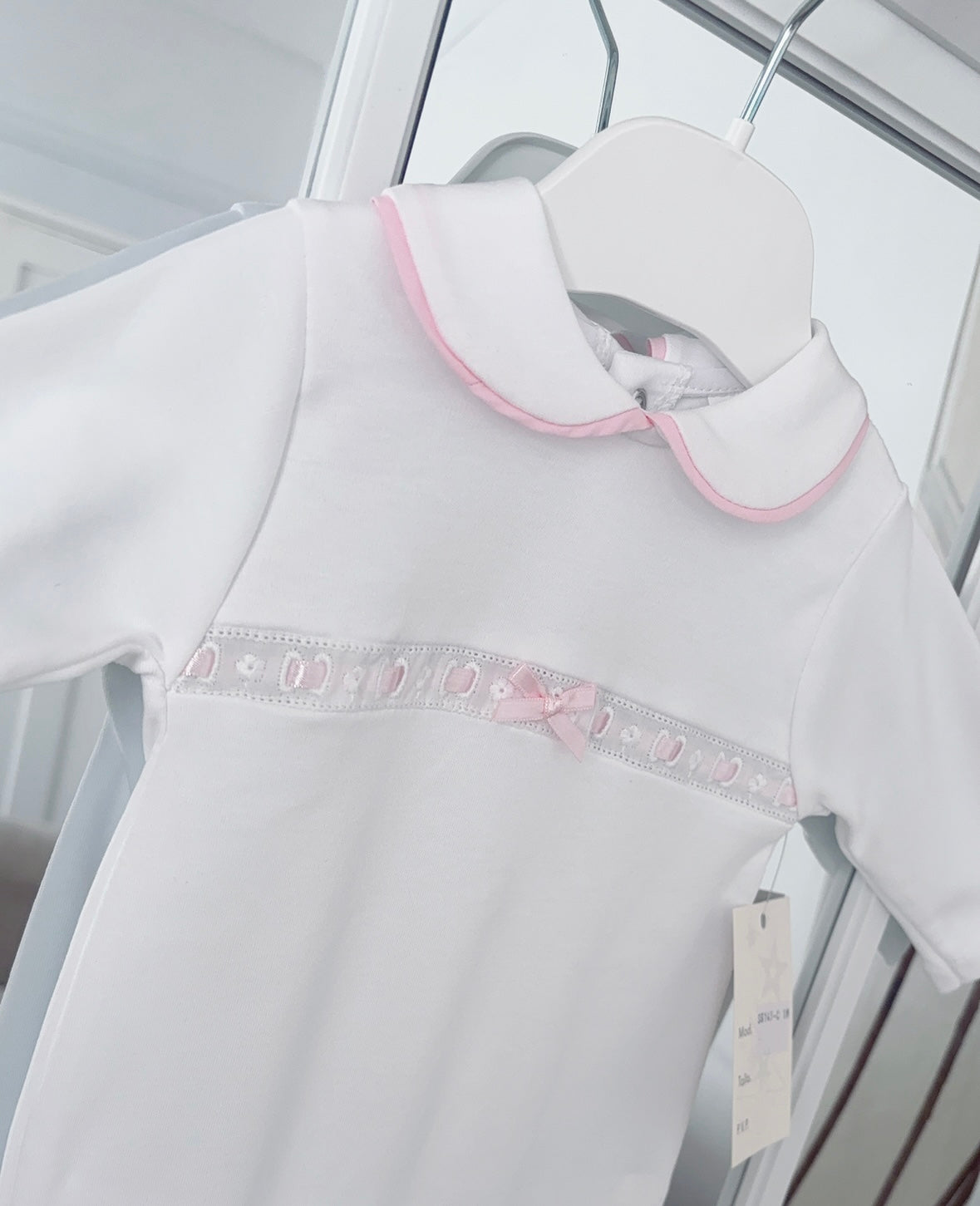 Baby girls slotted ribbon all in one