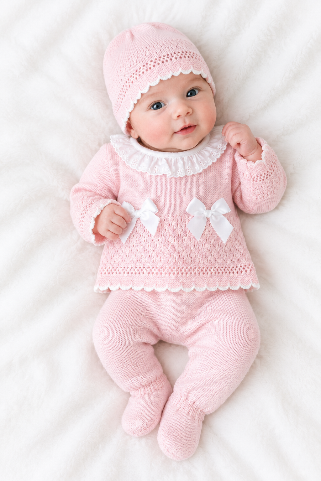 Baby girls Portuguese knitted set with hat - One size only newborn-3m