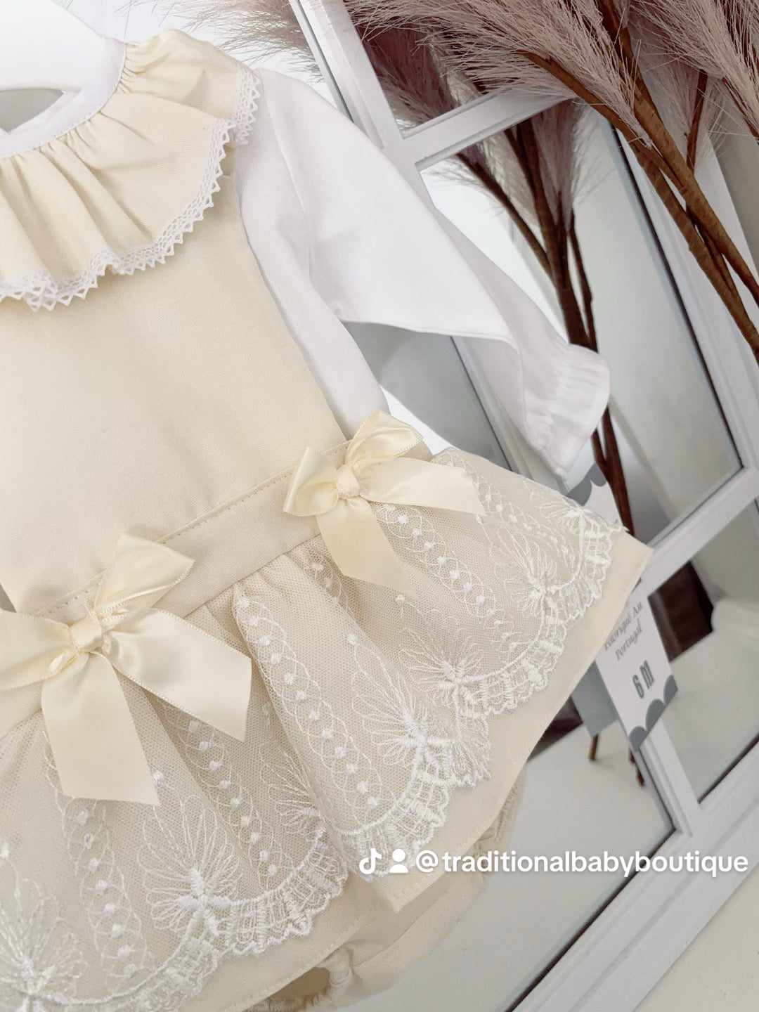 Baby girls “Penelope” lace pinafore dress and blouse set