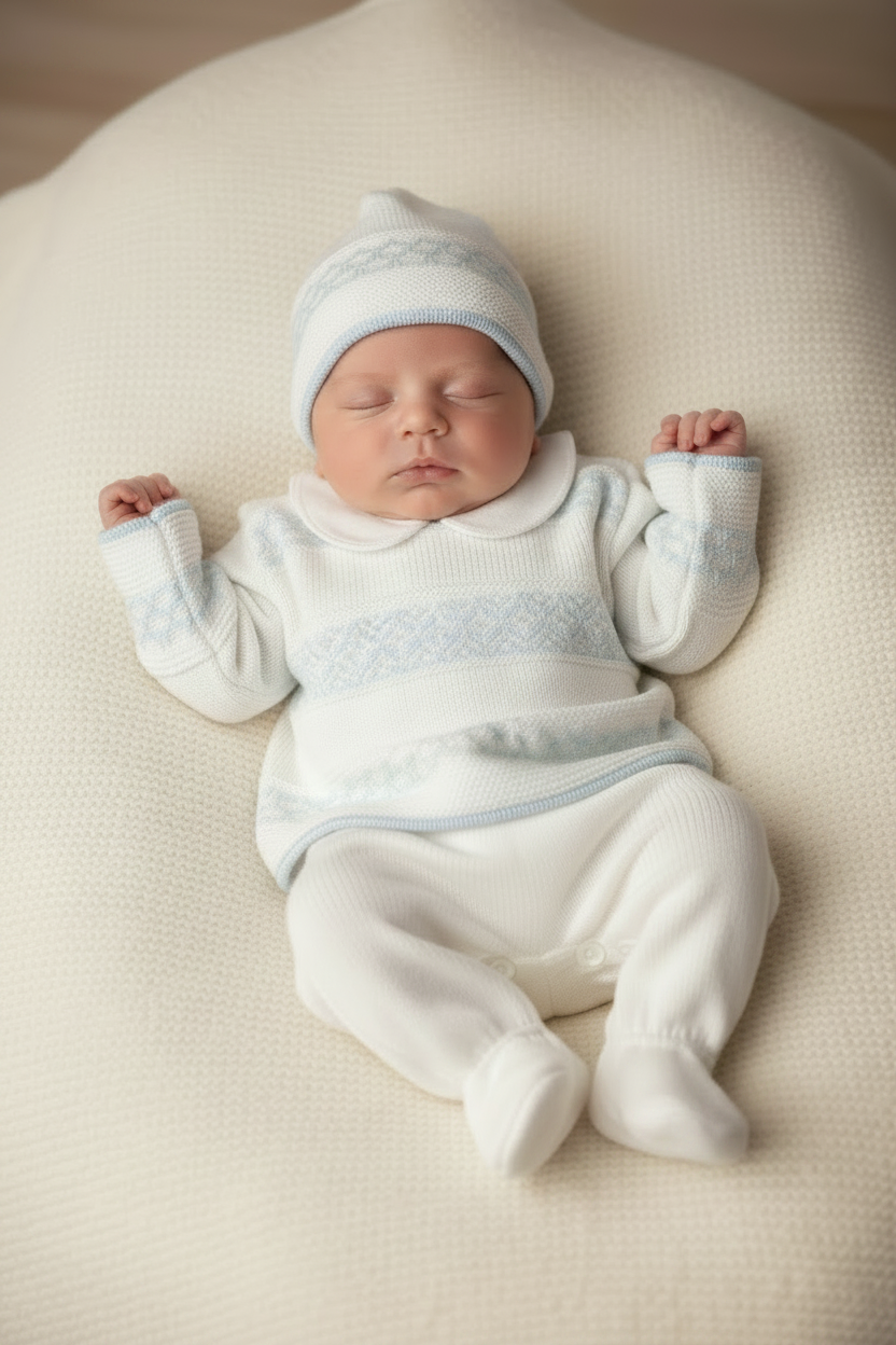 Baby boys Portuguese knitted set with hat - one size newborn-3m