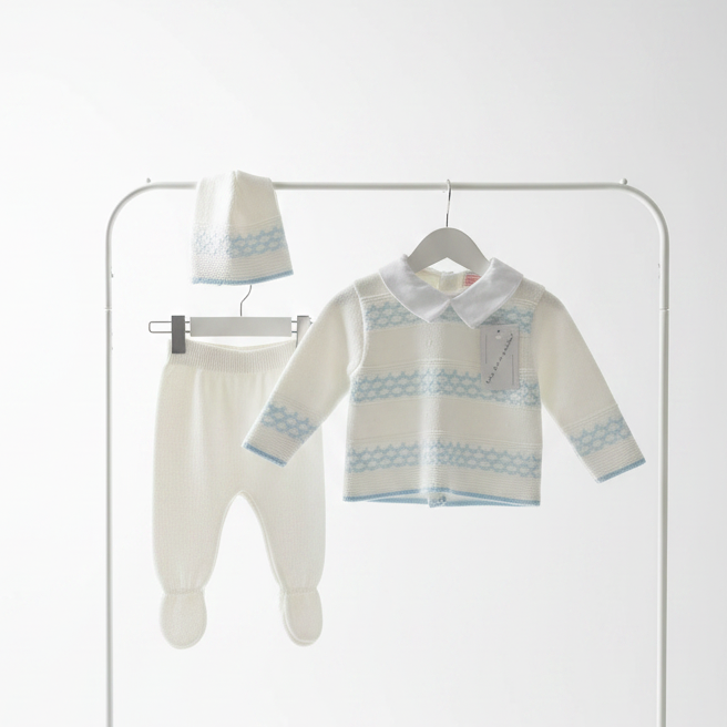 Baby boys Portuguese knitted set with hat - one size newborn-3m