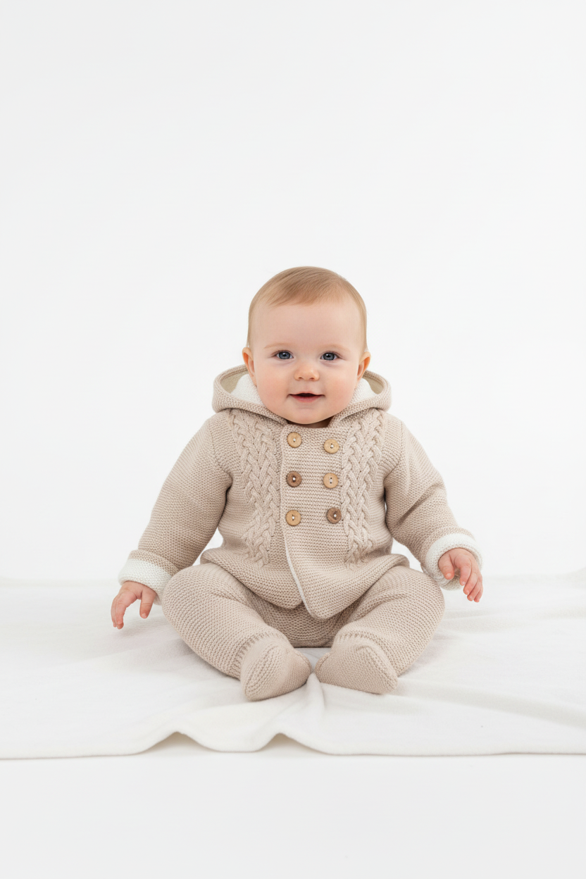 Luxury beige pram set with hood