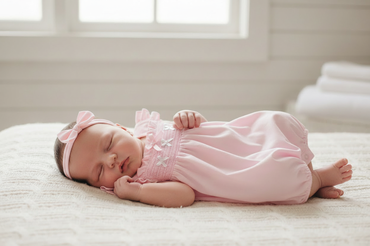 Baby girls smocked romper