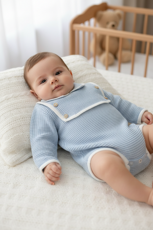 Baby boy’s knitted romper