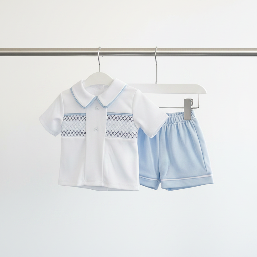 Baby boys smocked shorts set