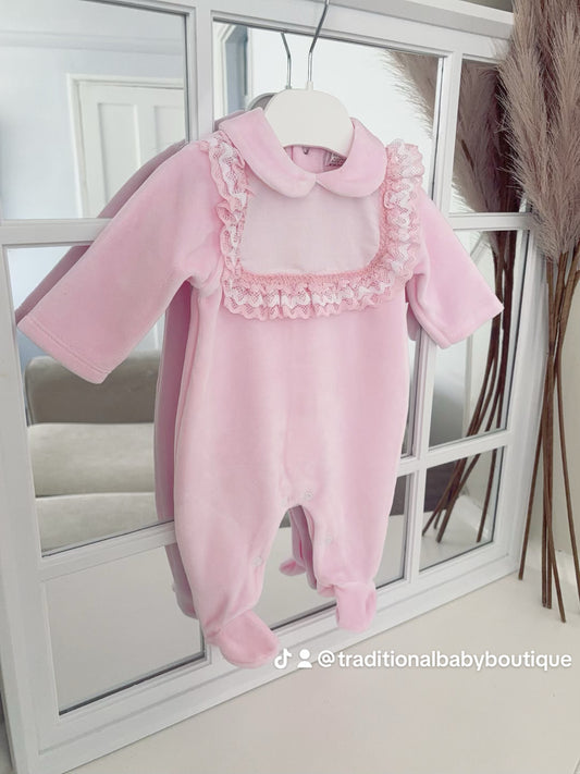 Baby girls frilled lace all in one