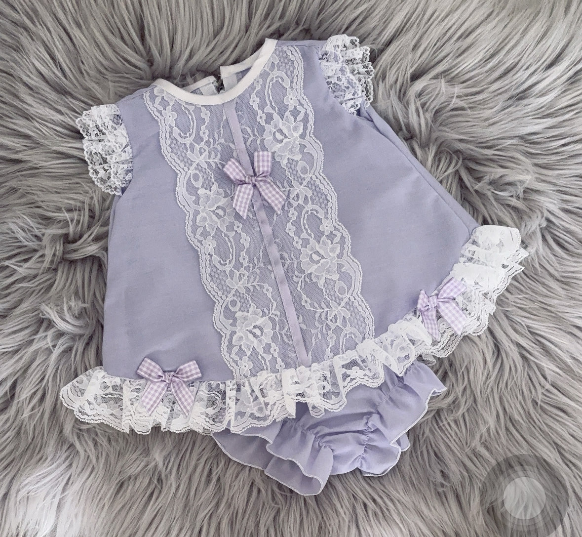 Baby girls lilac lace dress with knickers