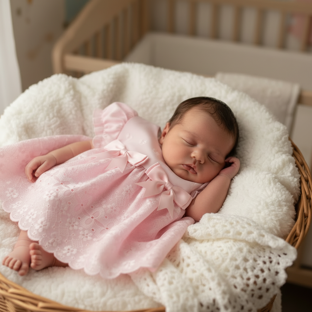 Baby girls Broderie dress with knickers