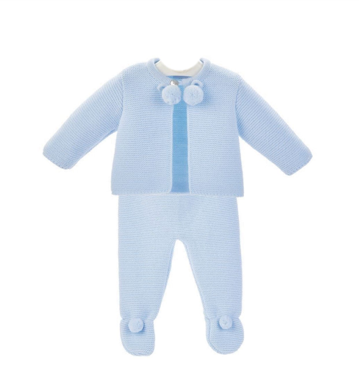 Baby boys sky knitted ‘Pompom’ set