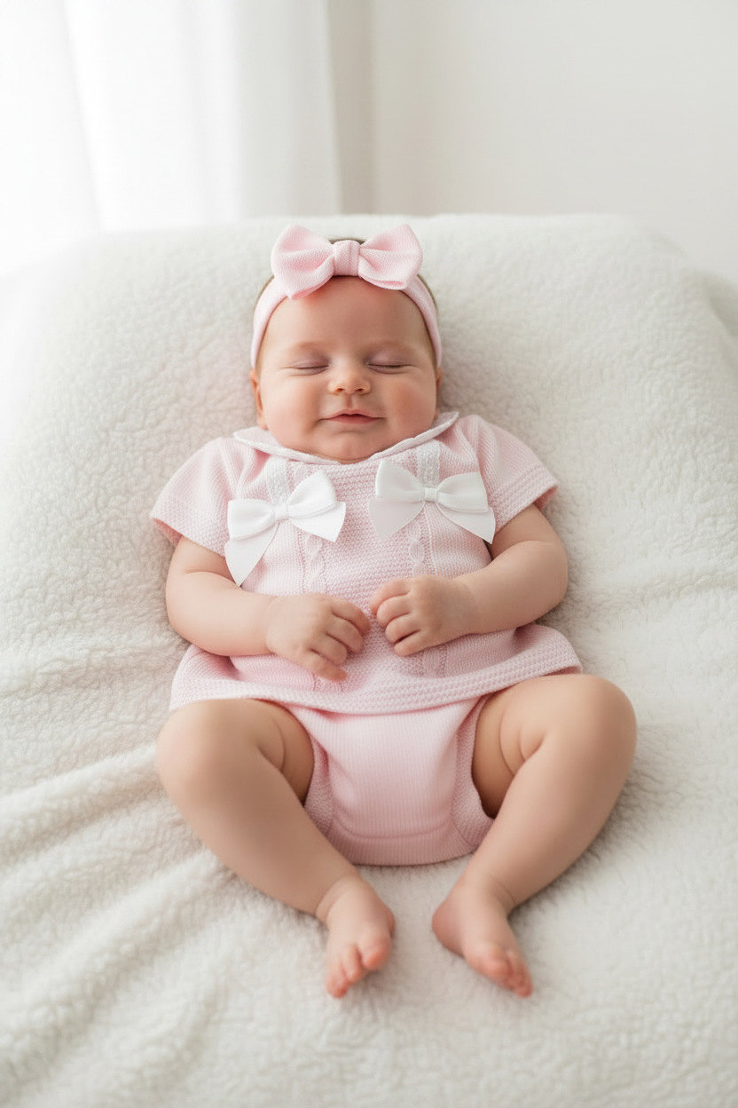 Baby girls double bow set