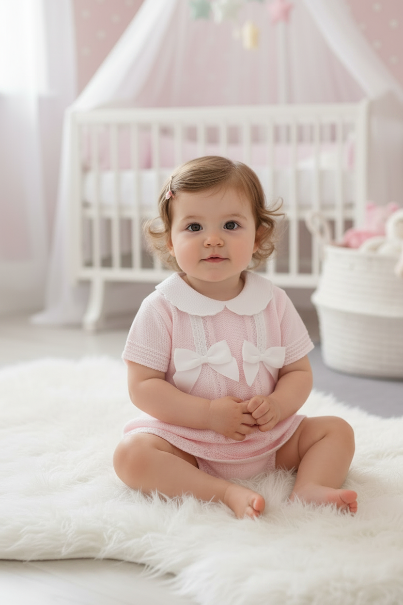 Baby girls double bow set