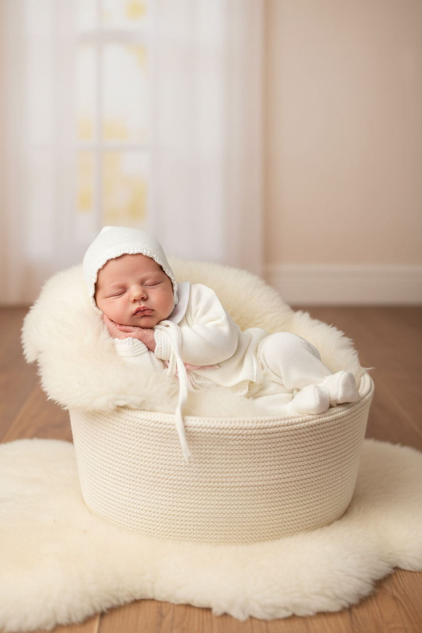 Baby girls Portuguese knitted set with bonnet - one size only newborn-3m