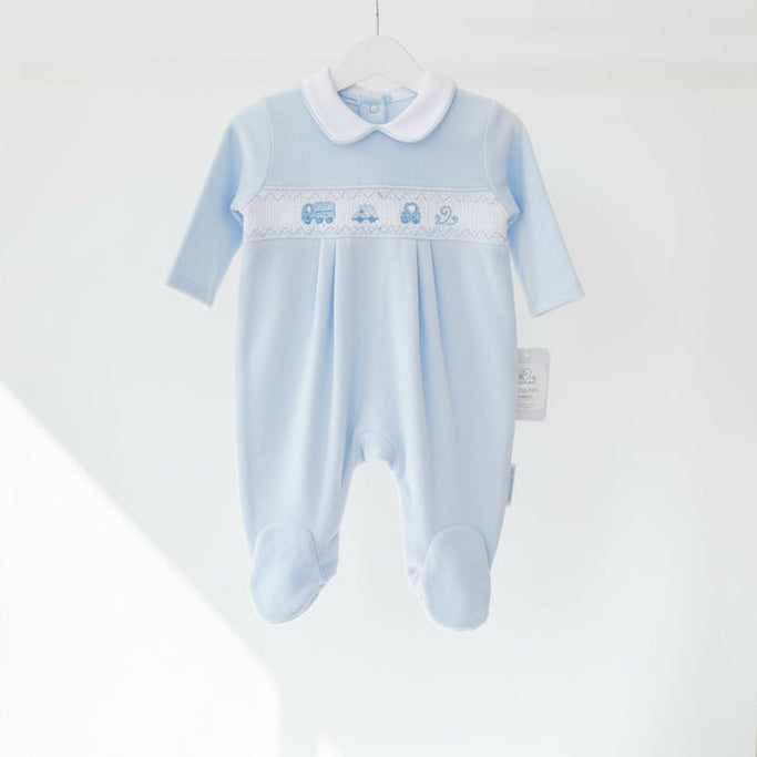 Baby boys Smocked Velour "Cars" All In One