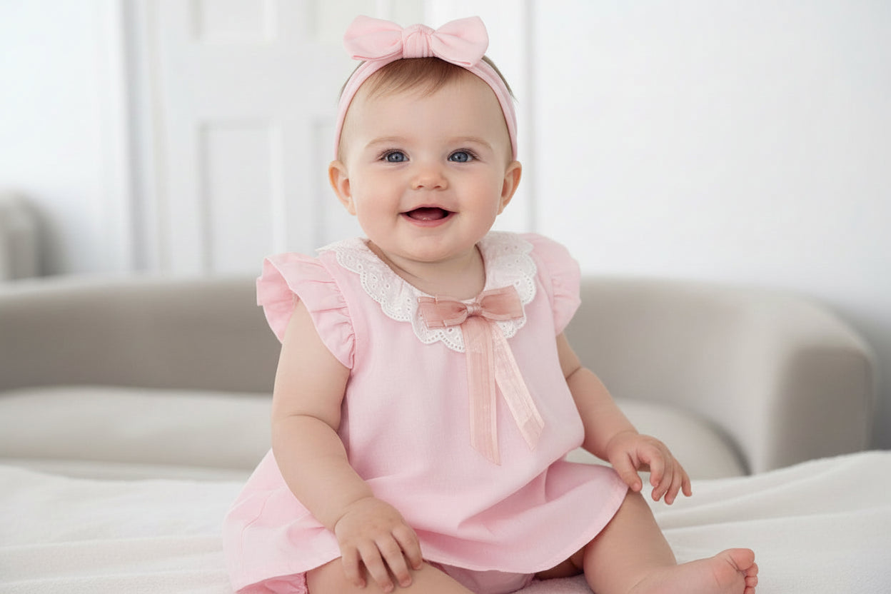 Baby girls pink shimmer two piece set