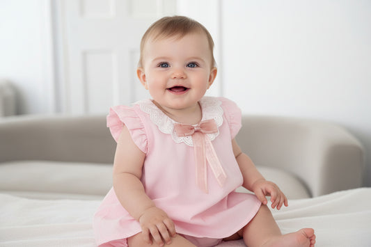 Baby girls pink shimmer two piece set