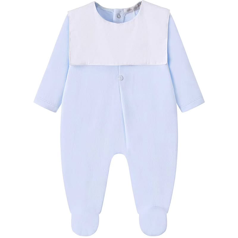 Baby boys Cotton Square Collar Mock Bib all in one