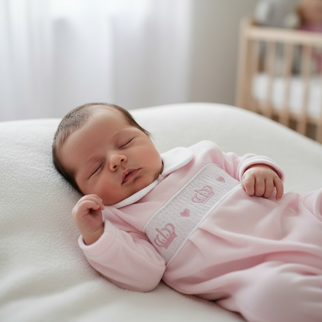Baby girls velour smocked crown all in one
