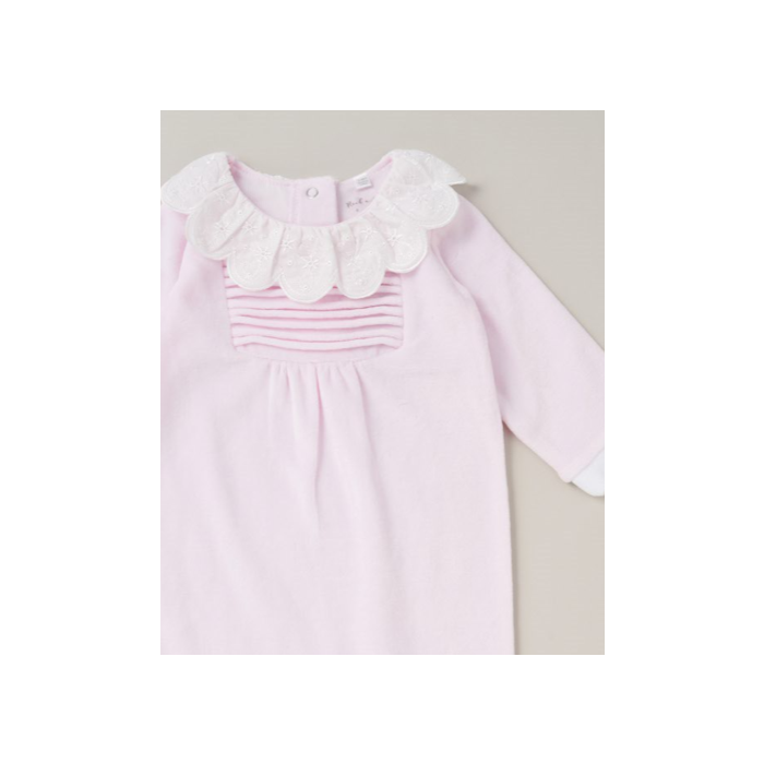 Baby girls Frilled collar velour all in one