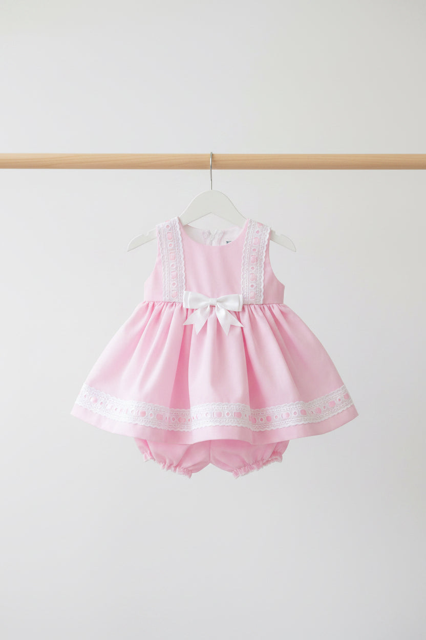 Baby girls slotted ribbon dress set