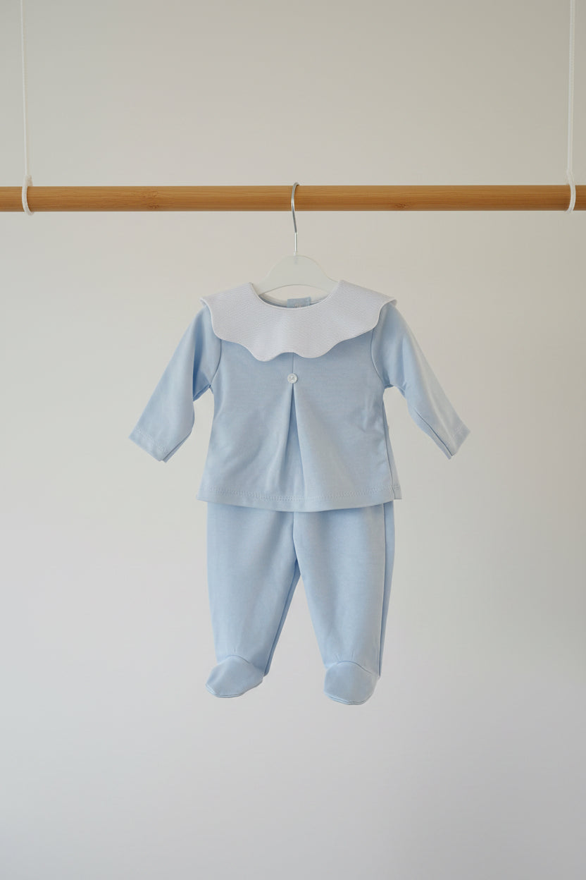 Baby boy’s scalloped collar top & legging set