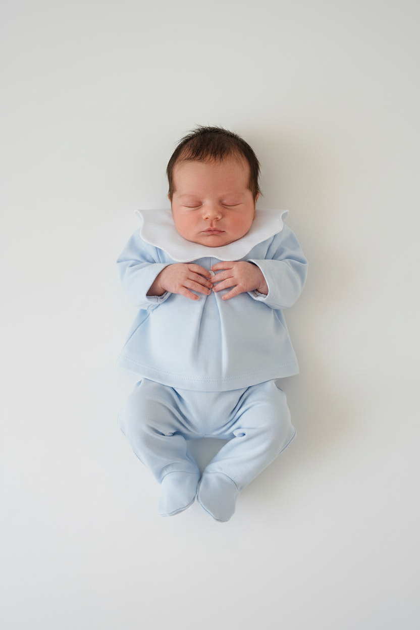 Baby boy’s scalloped collar top & legging set