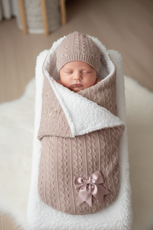 Biscuit Cable swaddle with Sherpa lining