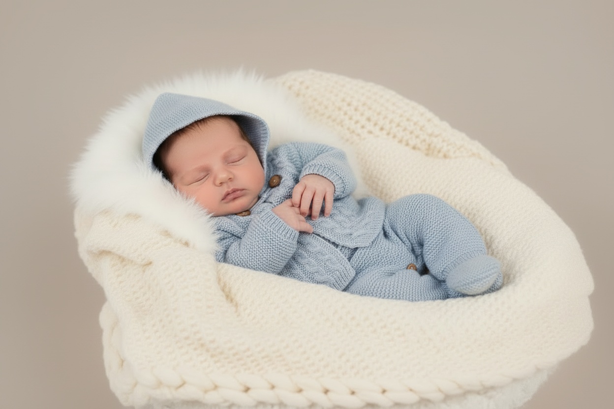 Baby boys knitted dungarees and cardigan