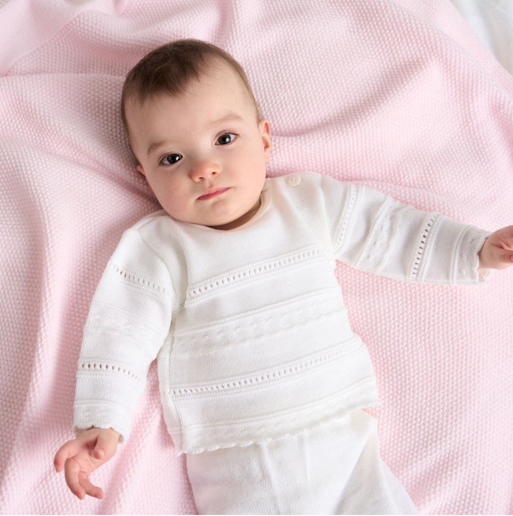 Dandelion Unisex Classic white knitted set