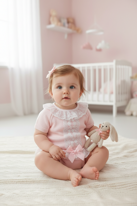 Baby girls knitted luxury lace set