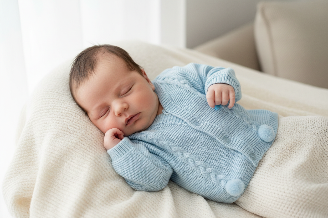Sky Knitted pompom cardigan