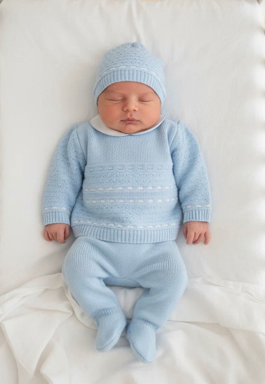 Baby boys Portuguese knitted set with hat