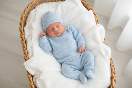 Baby boys Portuguese knitted set with hat